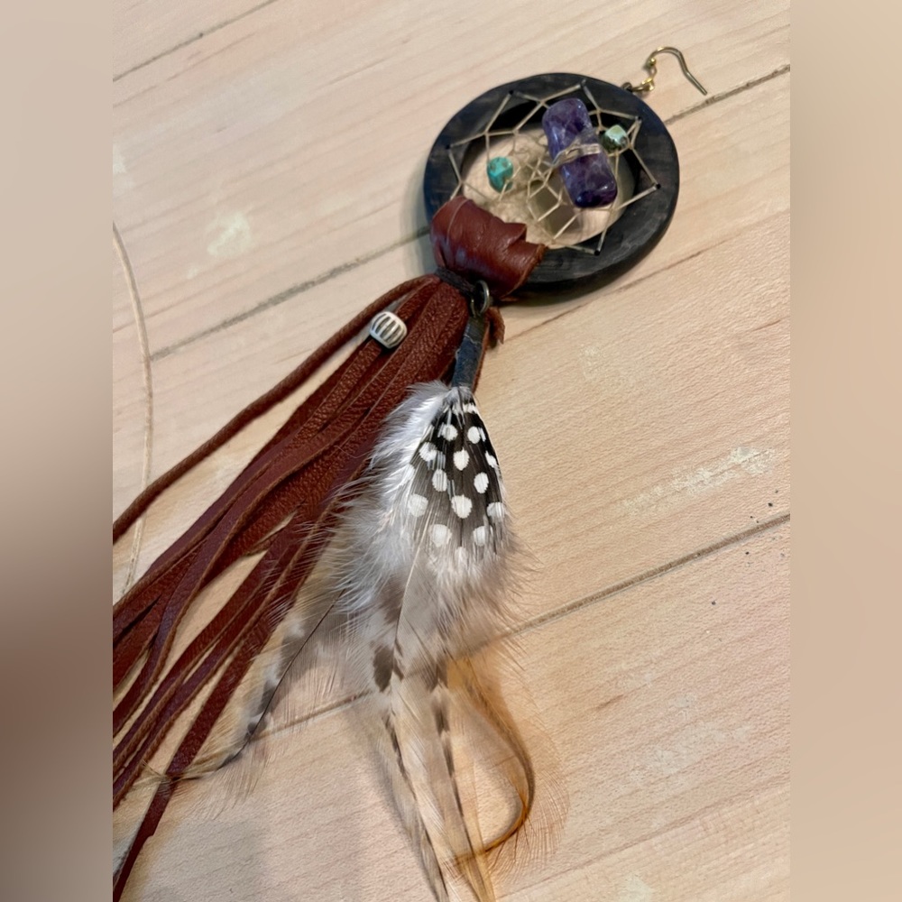 Hand Carved SINGLE Dream Catcher Earring